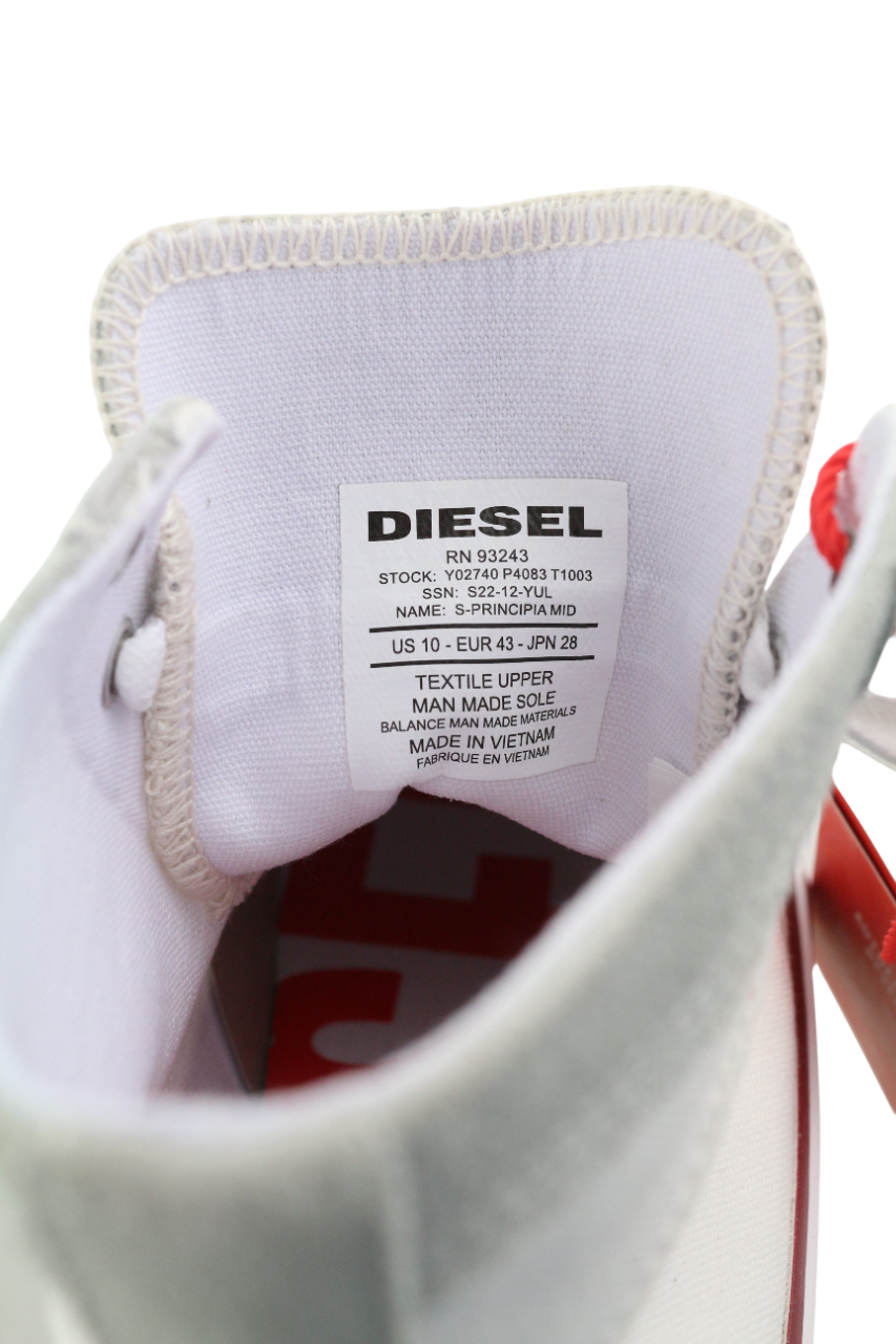 DIESEL S-Principia Mid Mens Sneakers EU43 White High Top Trainers RRP€185