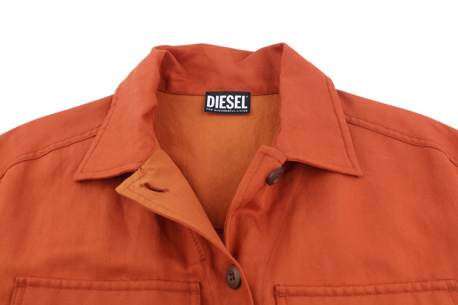 DIESEL D-Amabel Women Dress S Orange Linen Blend Buttoned Short Sleeve RRP€365