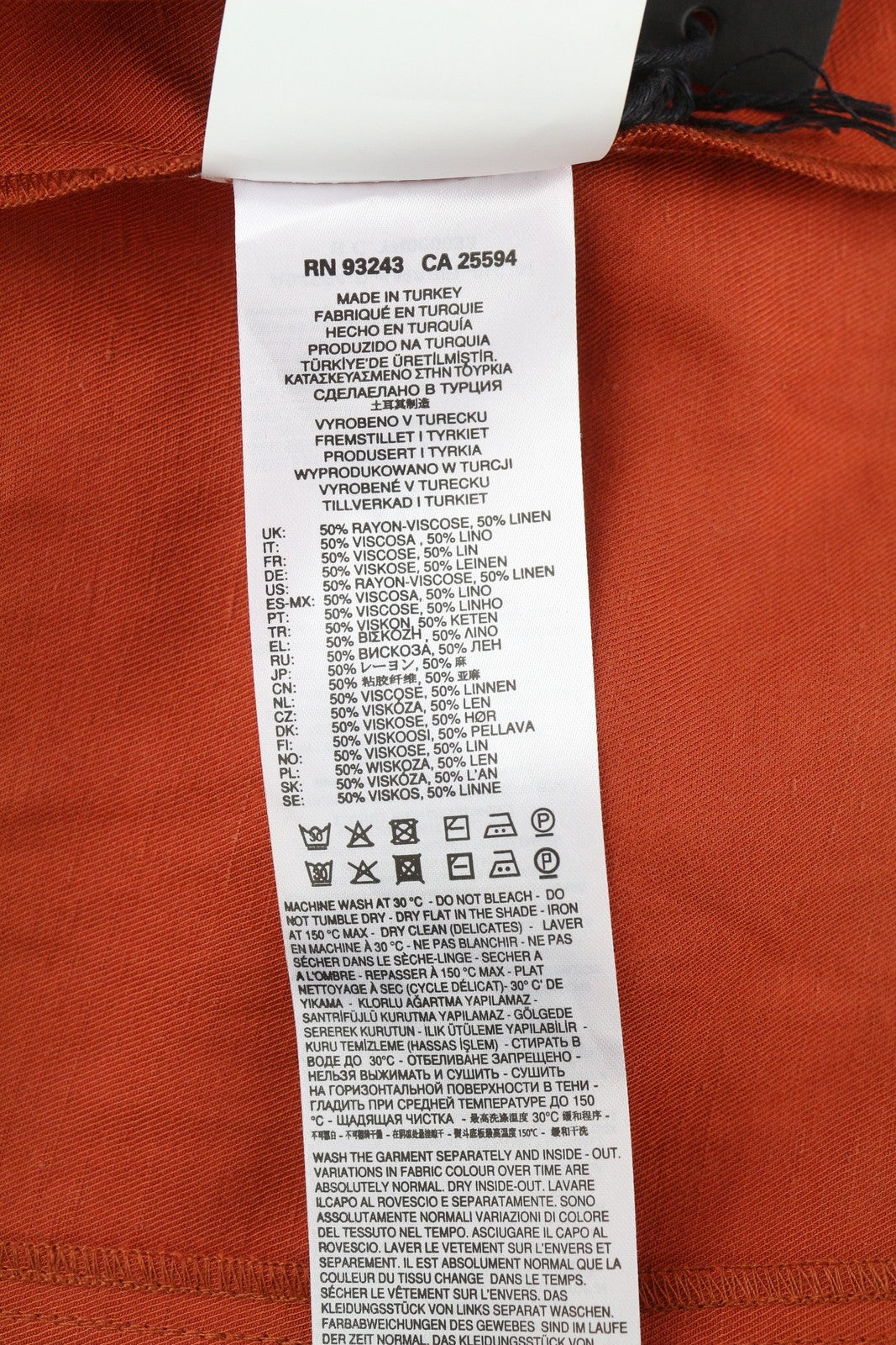 DIESEL D-Amabel Women Dress S Orange Linen Blend Buttoned Short Sleeve RRP€365