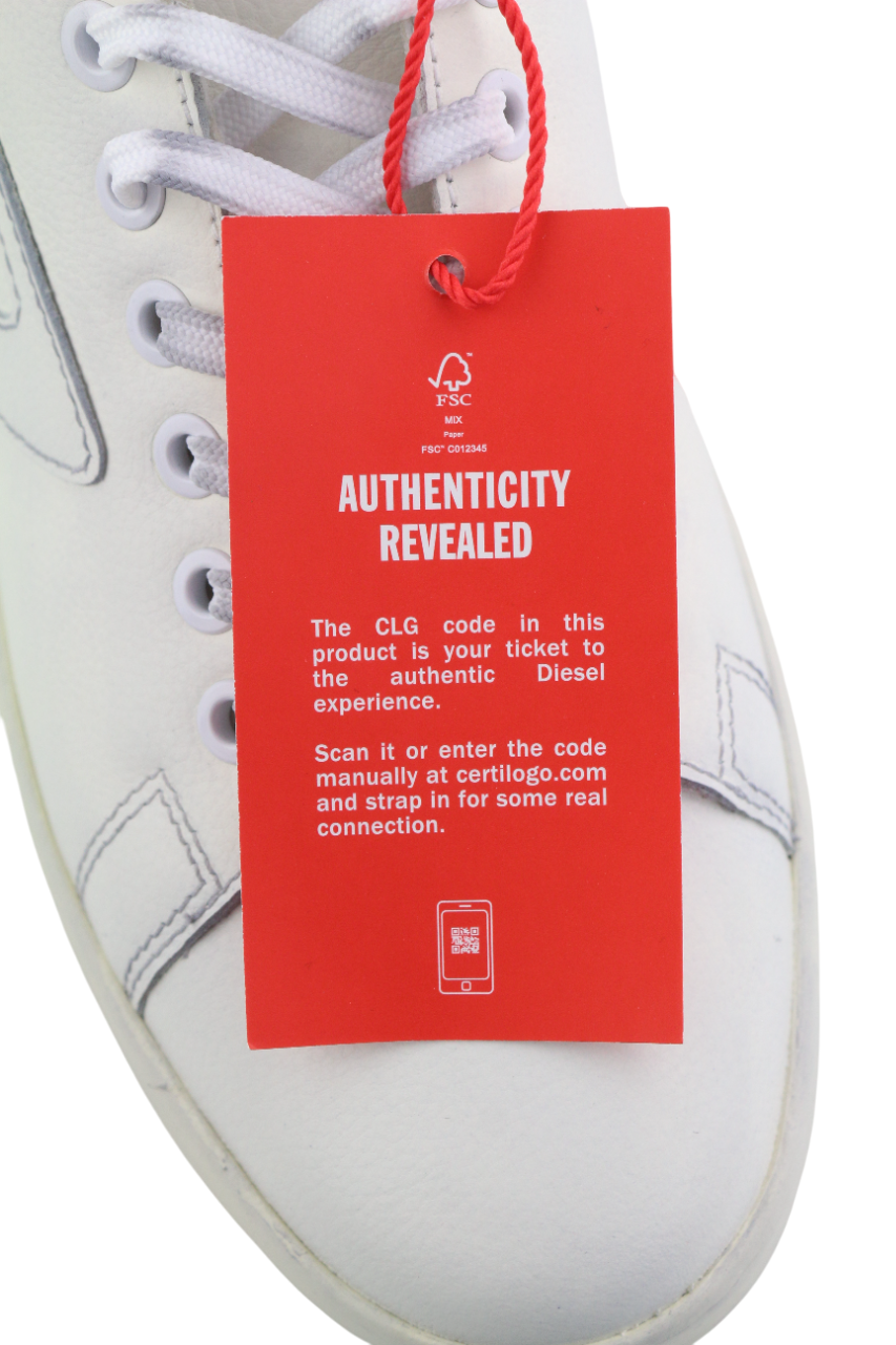 DIESEL S-Athene Low Mens Sneakers EU41 White Leather Lace Up RRP€160 Trainers