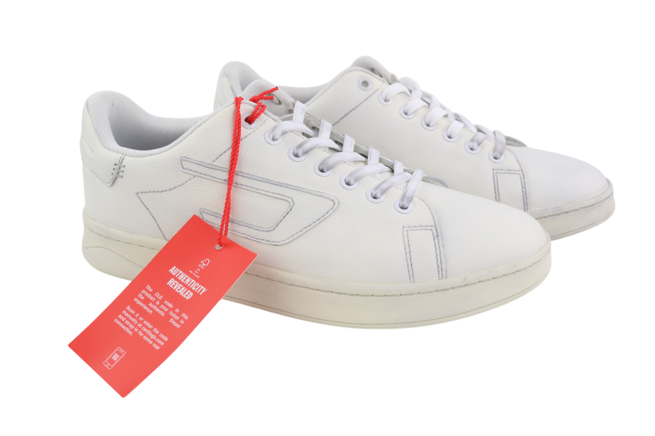 DIESEL S-Athene Low Mens Sneakers EU41 White Leather Lace Up RRP€160 Trainers