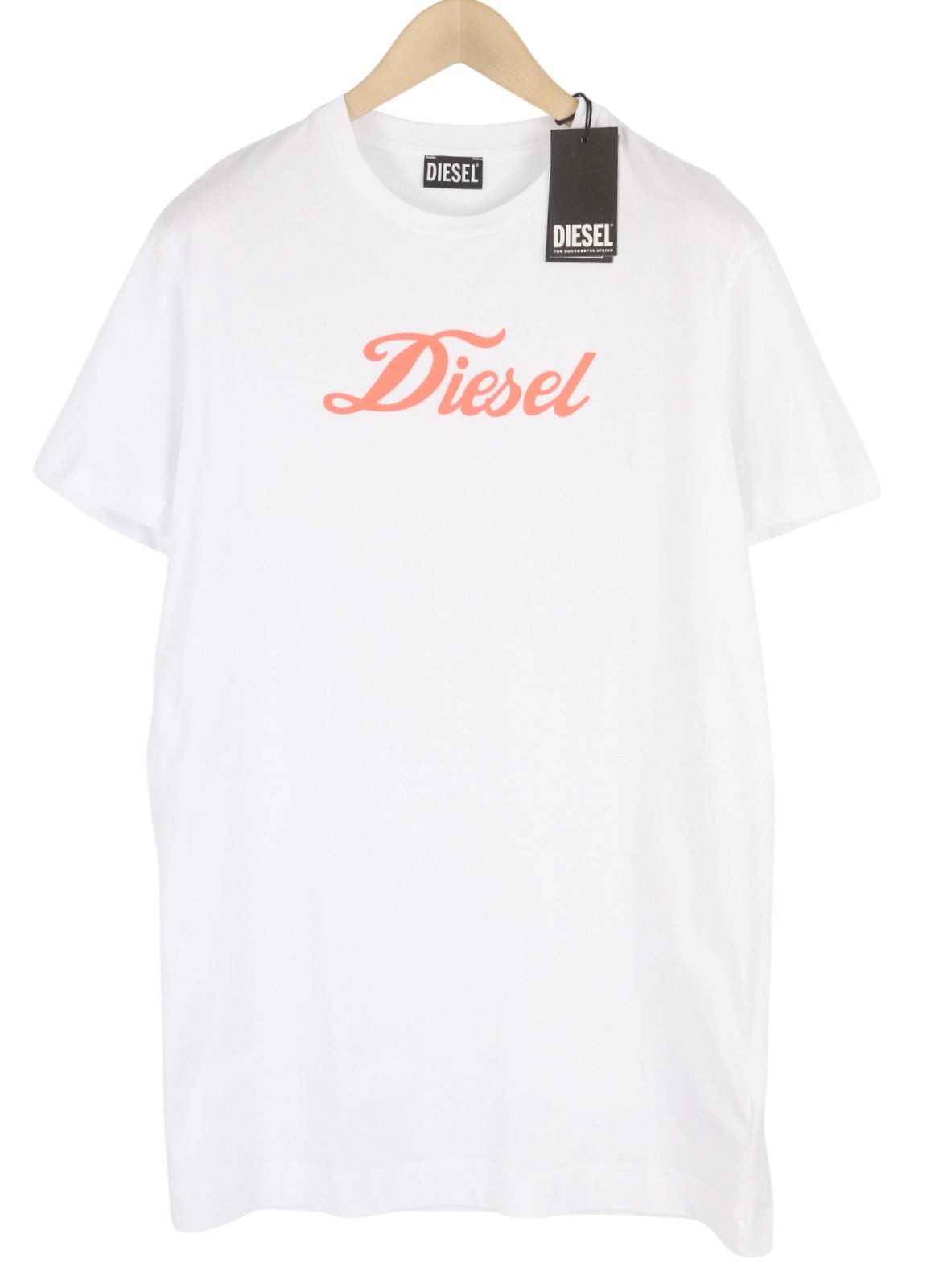 DIESEL D-Egor-New-Ita Women Dress M White Short Sleeve Tricot Casual Logo