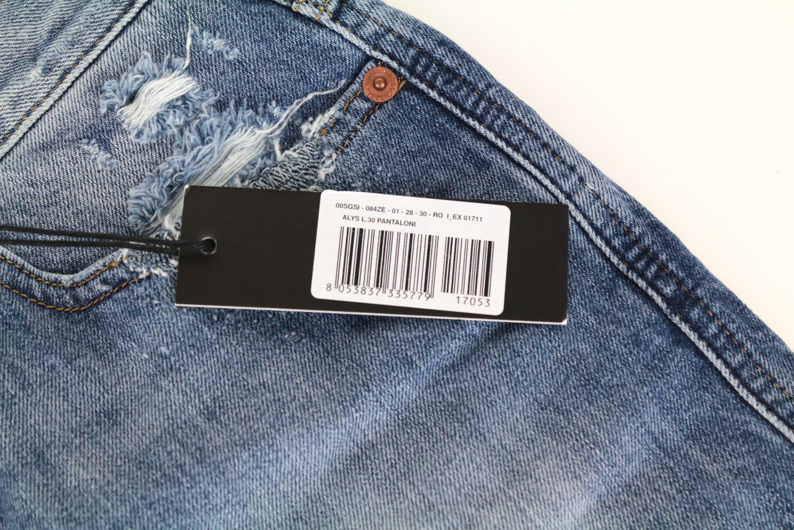 DIESEL Alys 084ZE Women's Jeans W28 L30 Straight Fit Distressed Blue Cotton