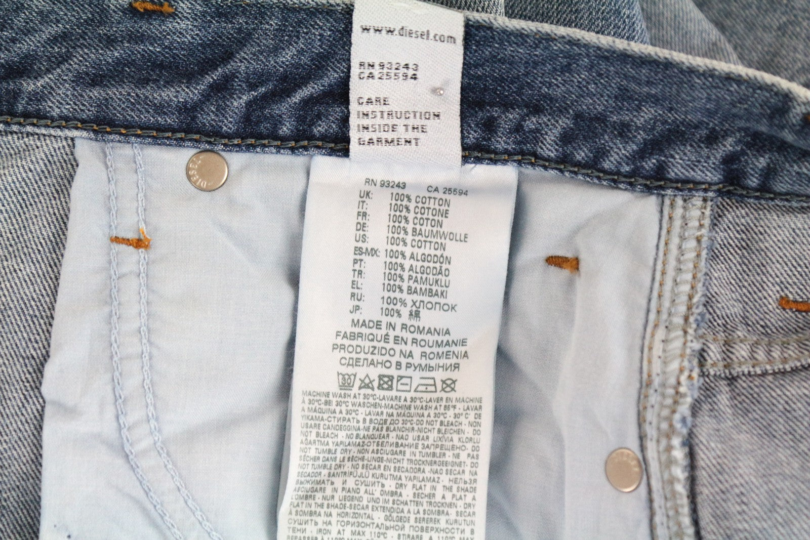 DIESEL Alys 084ZE Women's Jeans W28 L30 Straight Fit Distressed Blue Cotton