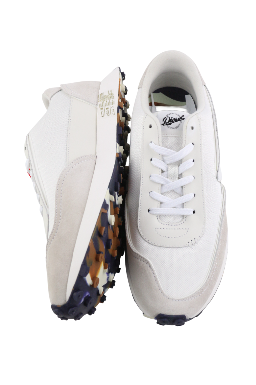 DIESEL S-Racer-Lc Mens Sneakers EU43 White Suede Leather Trainers RRP€195