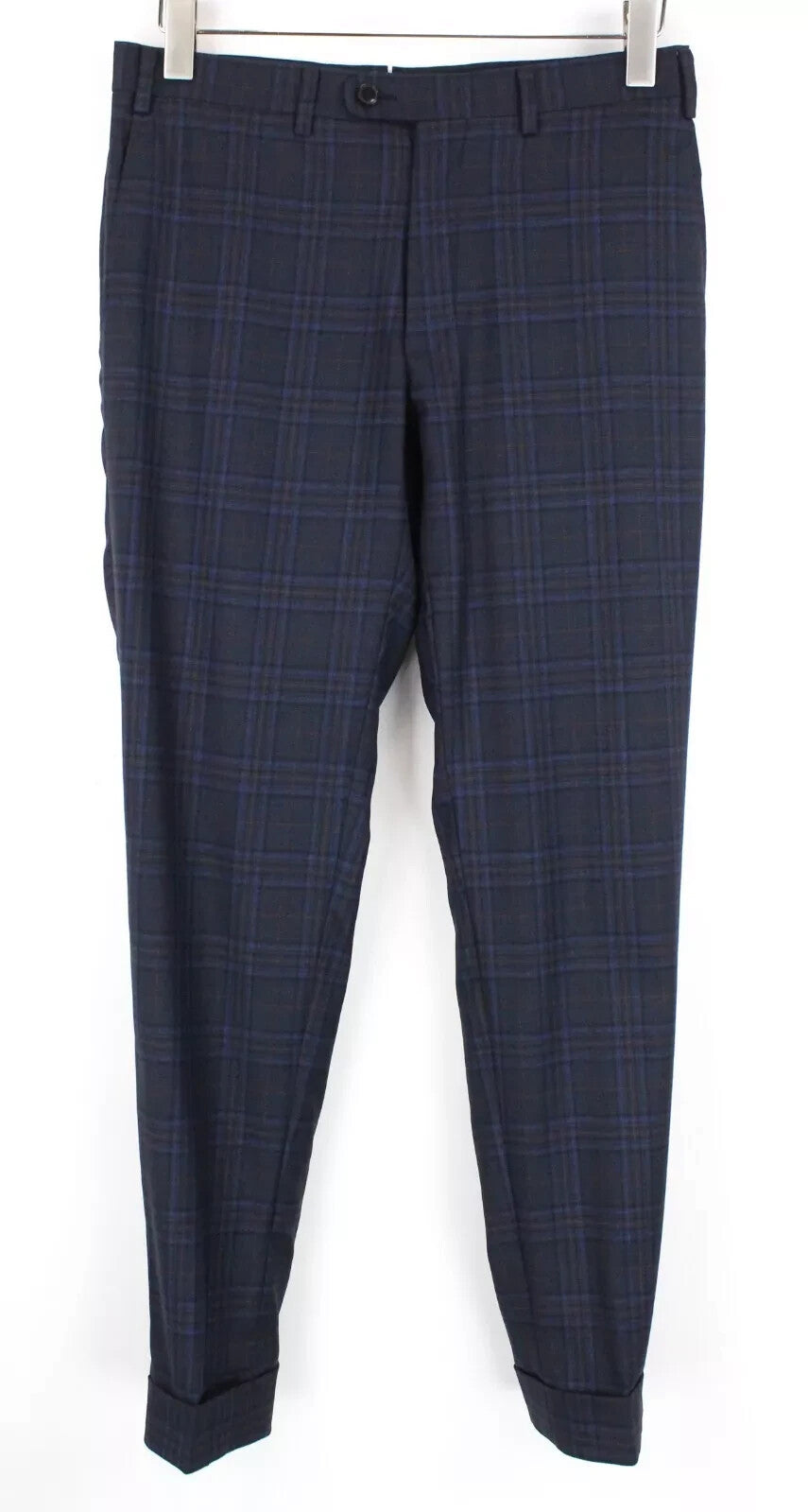 SUITSUPPLY Lazio Men's UK36 Wool Trousers Blue Plaid Lined Tailored Pants
