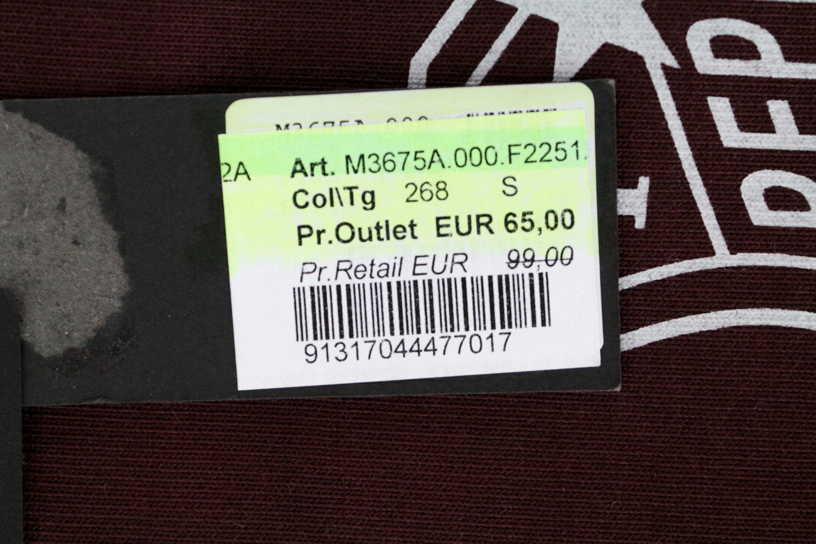 REPLAY Men's S Sweatshirt Burgundy Cotton Logo Pullover Long Sleeves Casual