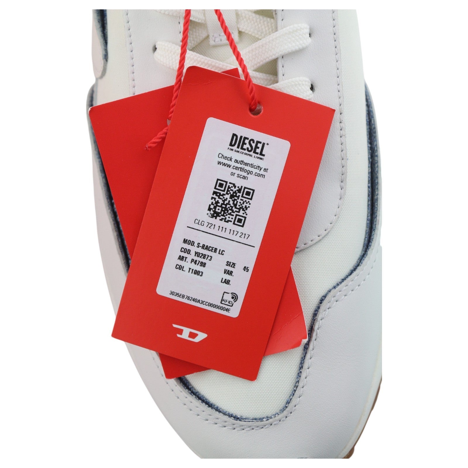 DIESEL S-Racer LC Men Sneakers EU45 White Suede Leather RRP€195 Trainers