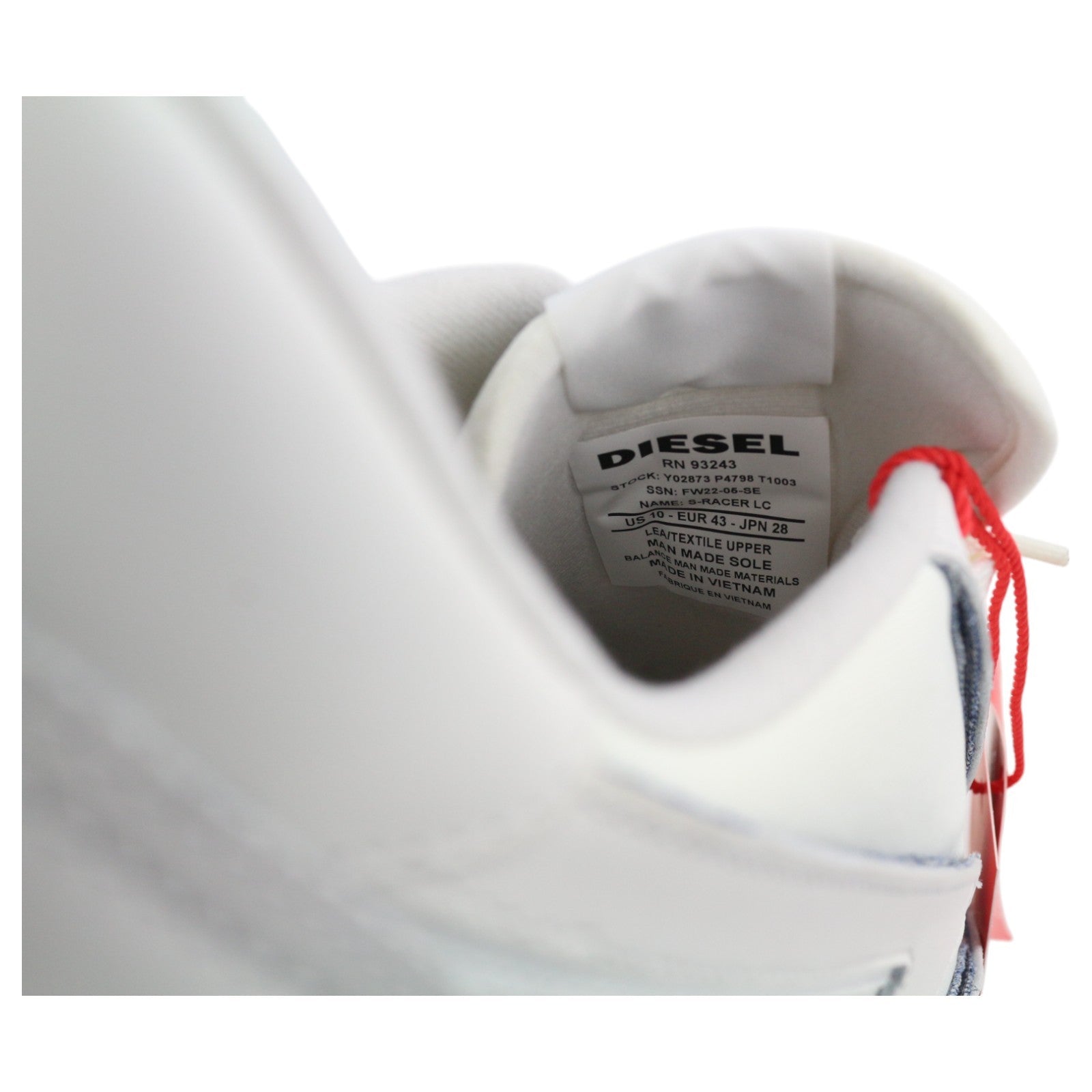 DIESEL S-Racer LC Mens Sneakers EU43 White Suede Low Top RRP€195 Trainers