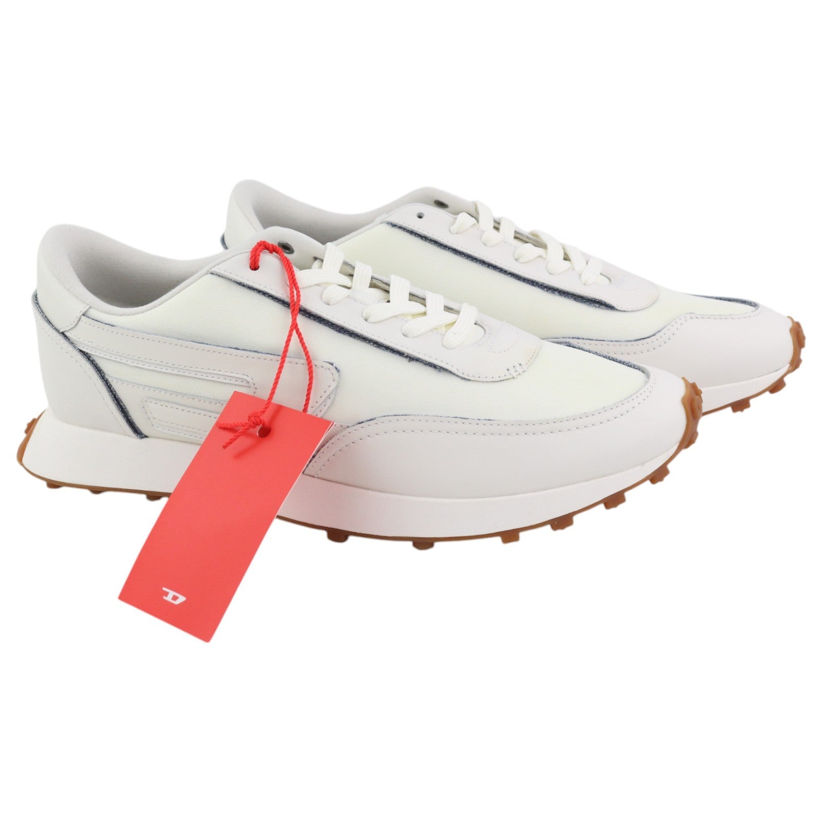 DIESEL S-Racer LC Mens Sneakers EU43 White Suede Low Top RRP€195 Trainers