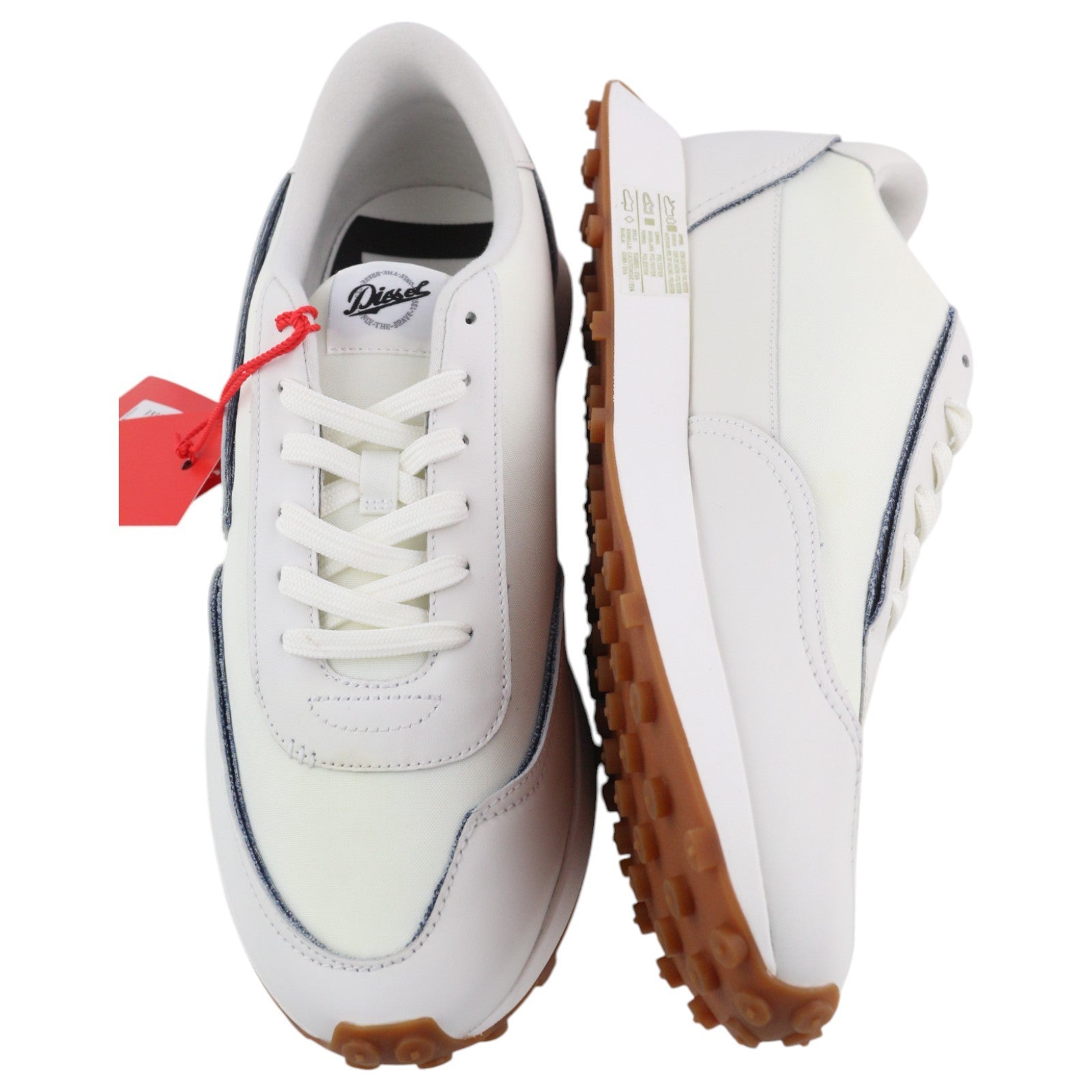 DIESEL S-Racer LC Mens Sneakers EU43 White Suede Low Top RRP€195 Trainers