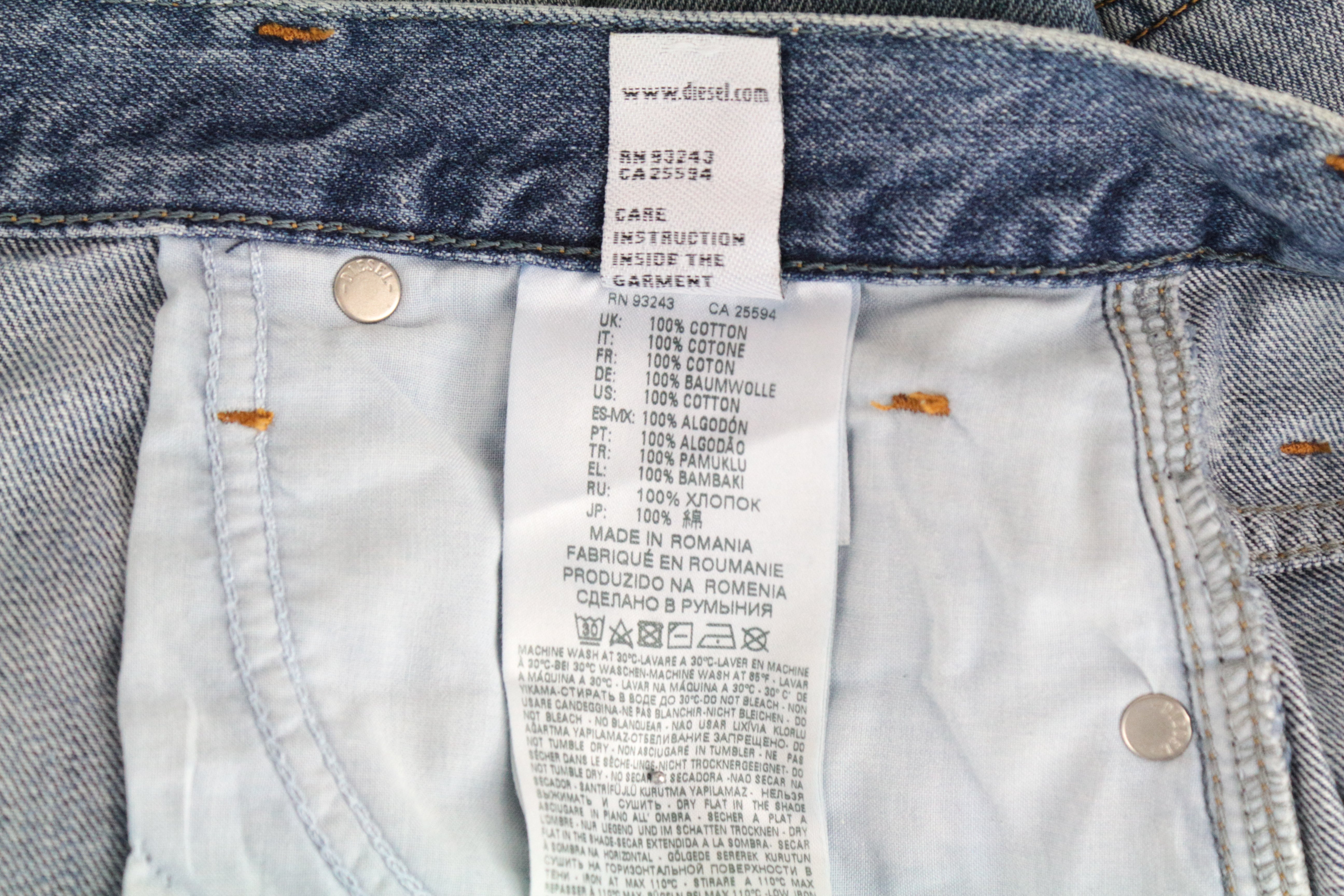 DIESEL Alys 084ZE Women's Jeans W28 L30 Ripped Washed Blue Straight Cotton