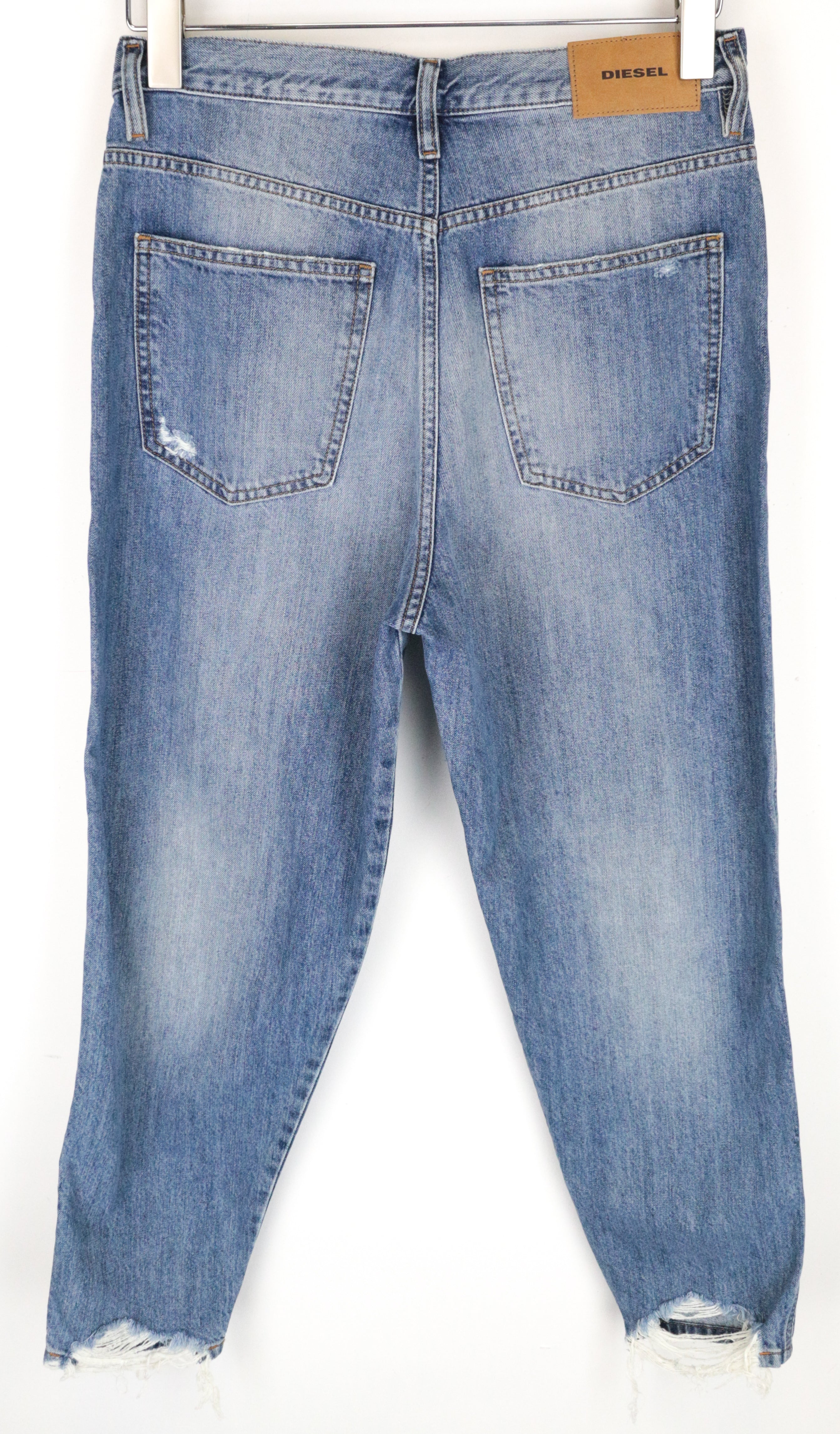 DIESEL Alys 084ZE Women's Jeans W28 L30 Ripped Washed Blue Straight Cotton