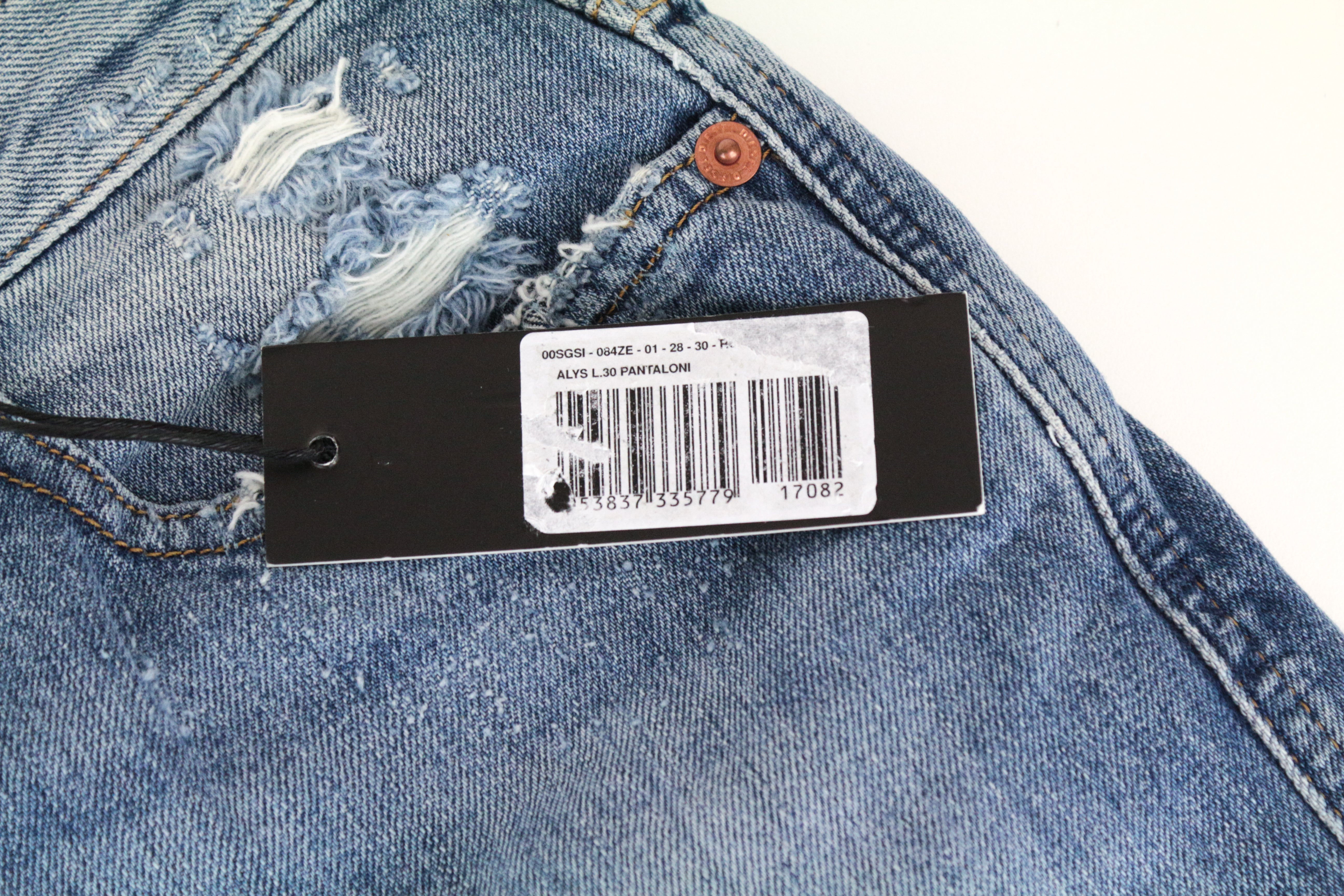 DIESEL Alys 084ZE Women's Jeans W28 L30 Ripped Washed Blue Straight Cotton