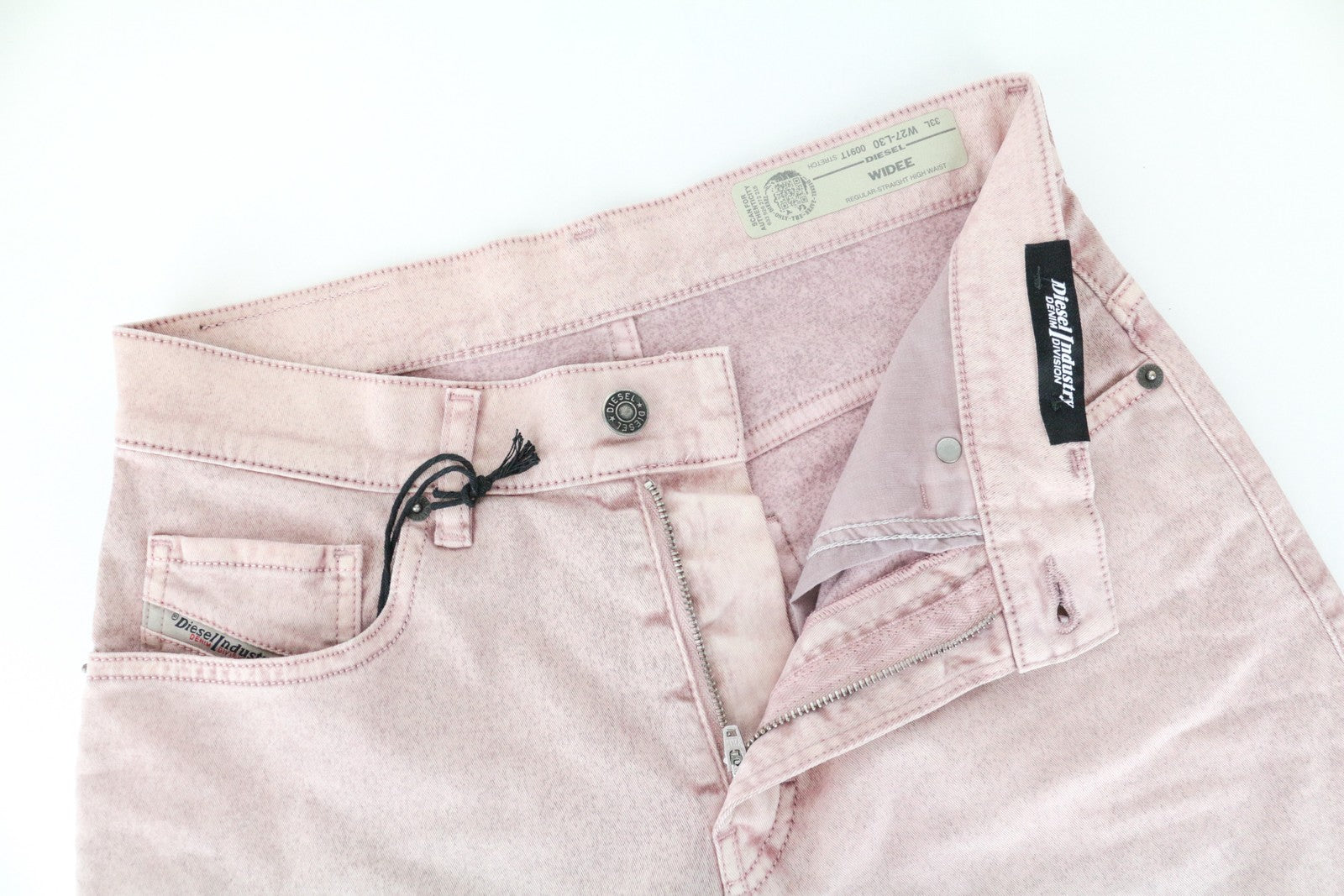 DIESEL Widee 0091T Women's W27 L30 Flared Pink Jeans Stretch Fit Straight