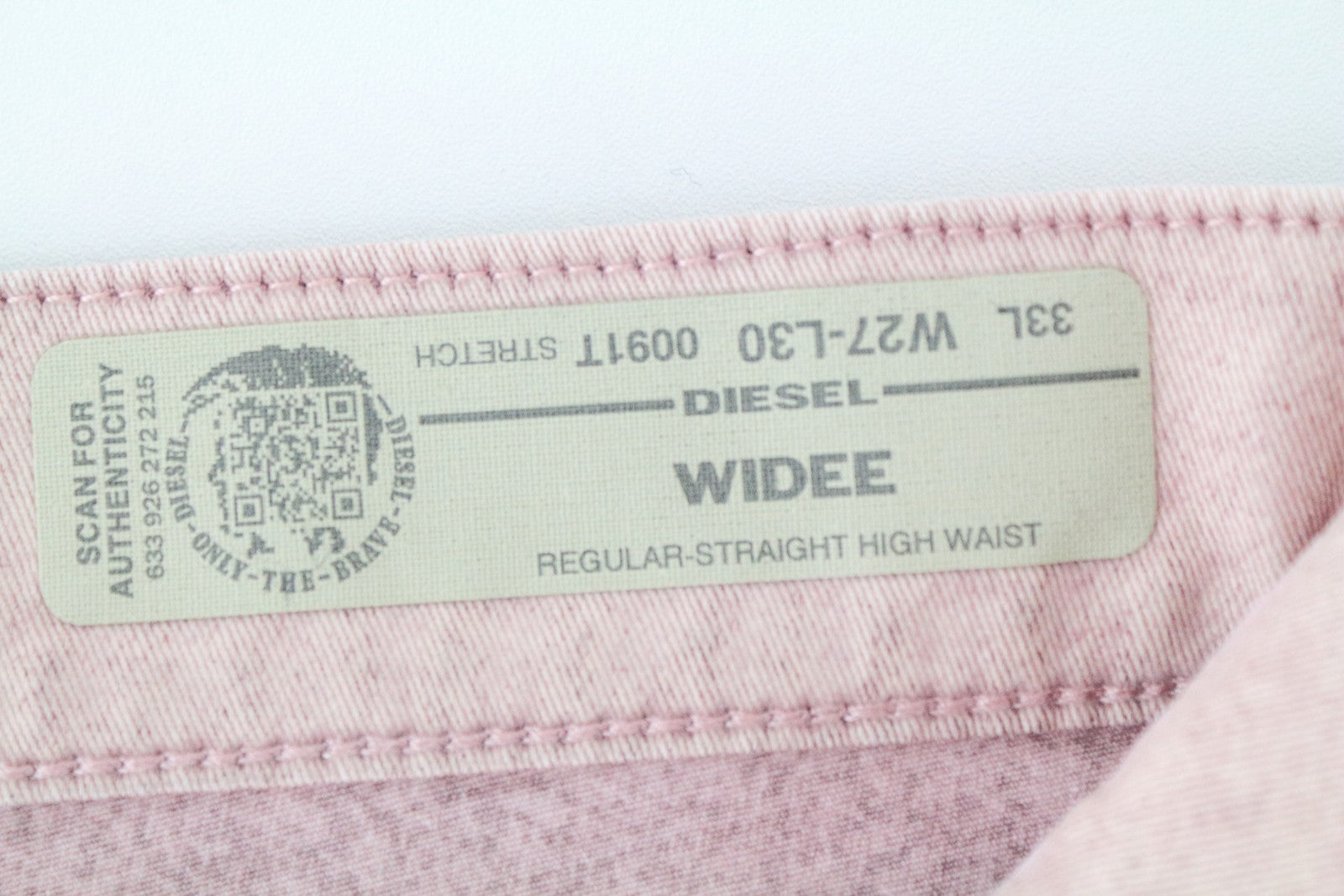 DIESEL Widee 0091T Women's W27 L30 Flared Pink Jeans Stretch Fit Straight