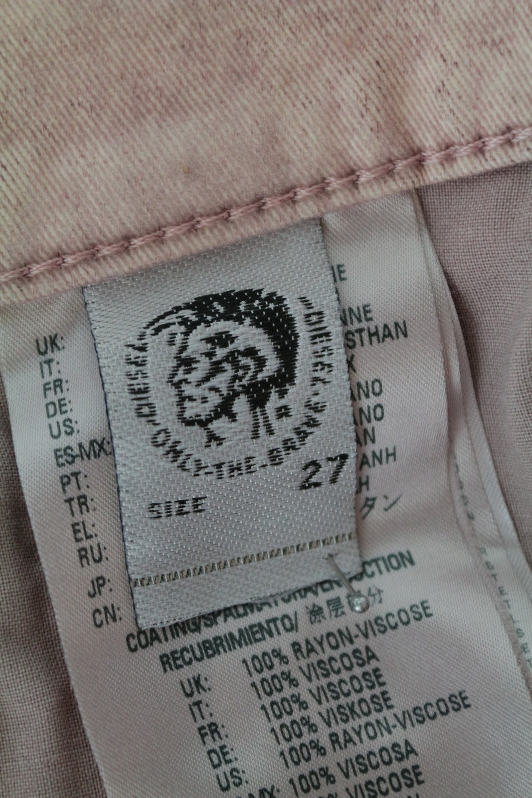 DIESEL Widee 0091T Women's W27 L30 Flared Pink Jeans Stretch Fit Straight