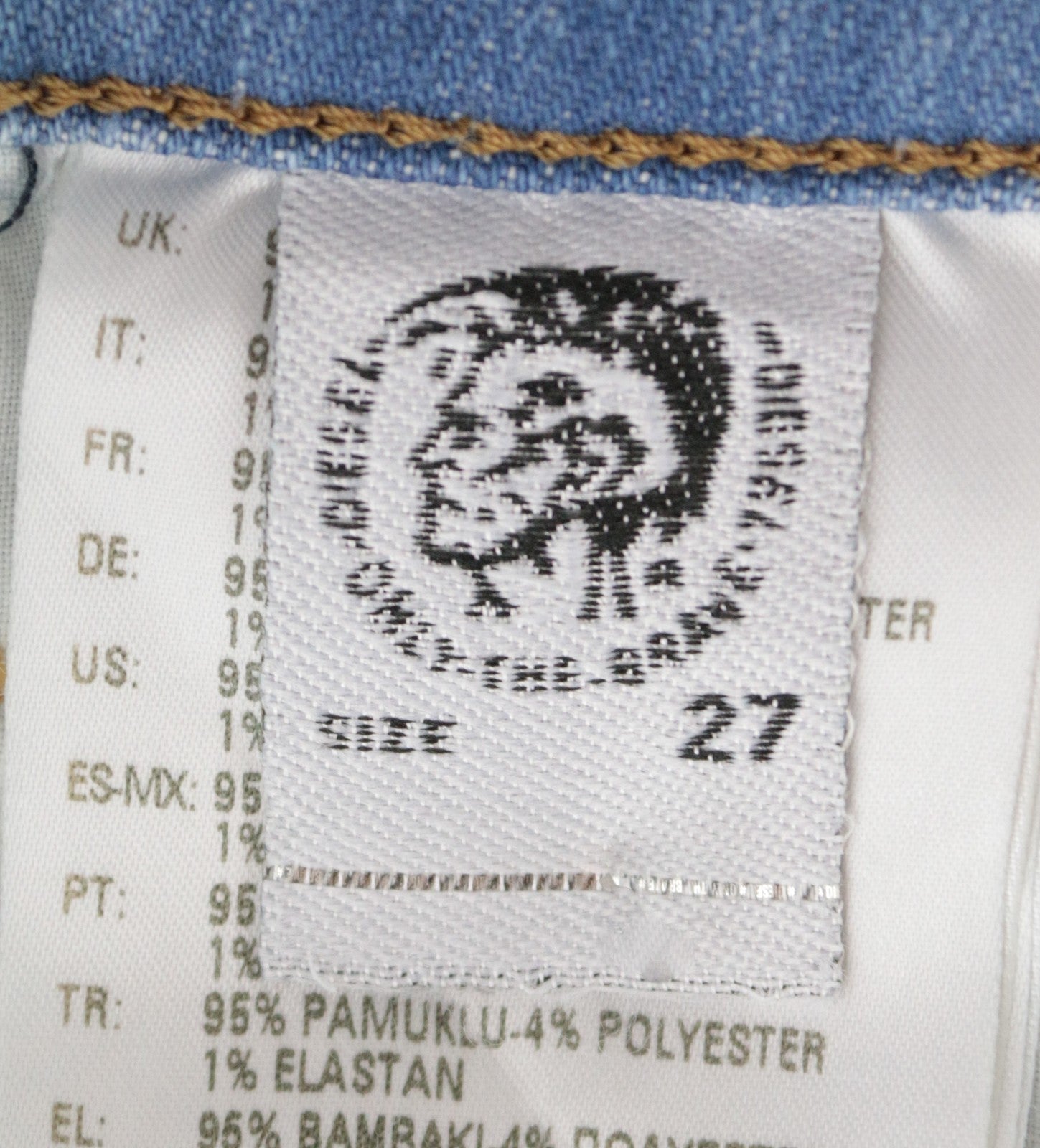 DIESEL Aryel 0890D Women's W27 L32 Light Blue Straight Jeans Distressed Fit