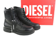 DIESEL D-Alabhama CB Mens Boots EU43 Black Leather Mid Top RRP€295 Almond Toe