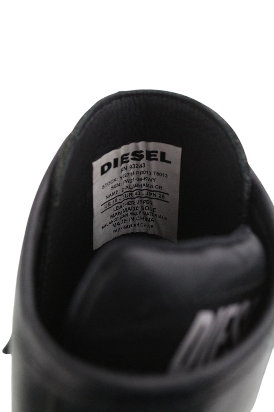 DIESEL D-Alabhama CB Mens Boots EU43 Black Leather Mid Top RRP€295 Almond Toe