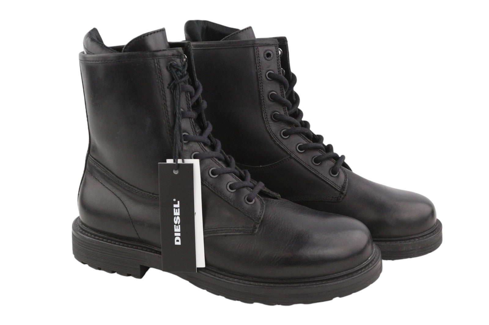 DIESEL D-Alabhama CB Mens Boots EU43 Black Leather Mid Top RRP€295 Almond Toe