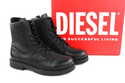 DIESEL D-Alabhama CB Mens Boots EU44 Black Leather Mid Top Lace Up RRP€295