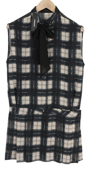 DIESEL D-Nedora Women Dress L Black Sleeveless Patterned Snap Buttons Logo Short