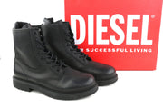 DIESEL D-Alabhama CB Mens Boots EU44 Black Leather Mid Top Laced RRP€295