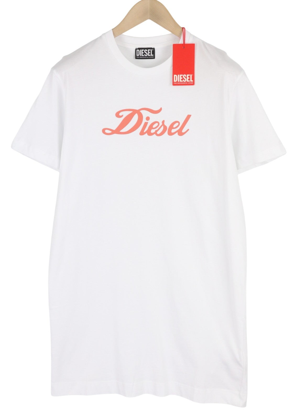 DIESEL D-Egor-New-Ita Women Dress XL White Short Sleeve Tricot Casual Logo
