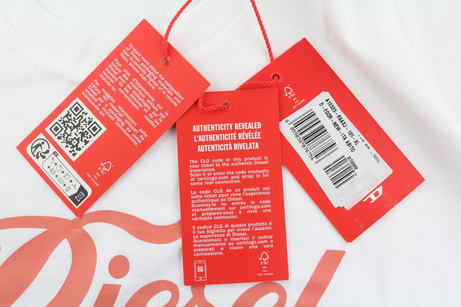 DIESEL D-Egor-New-Ita Women Dress XL White Short Sleeve Tricot Casual Logo