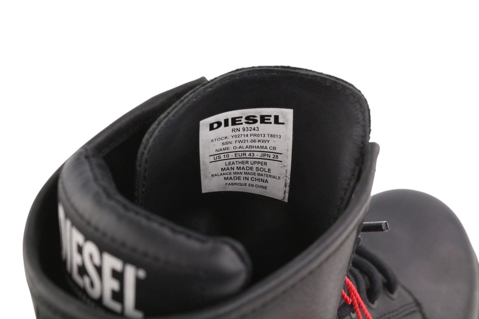 DIESEL D-Alabhama CB Mens Boots EU43 Black Leather RRP€295 Laced Almond Toe