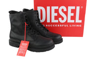 DIESEL D-Alabhama CB Mens Boots EU45 Black Leather Mid Top Laced RRP€295