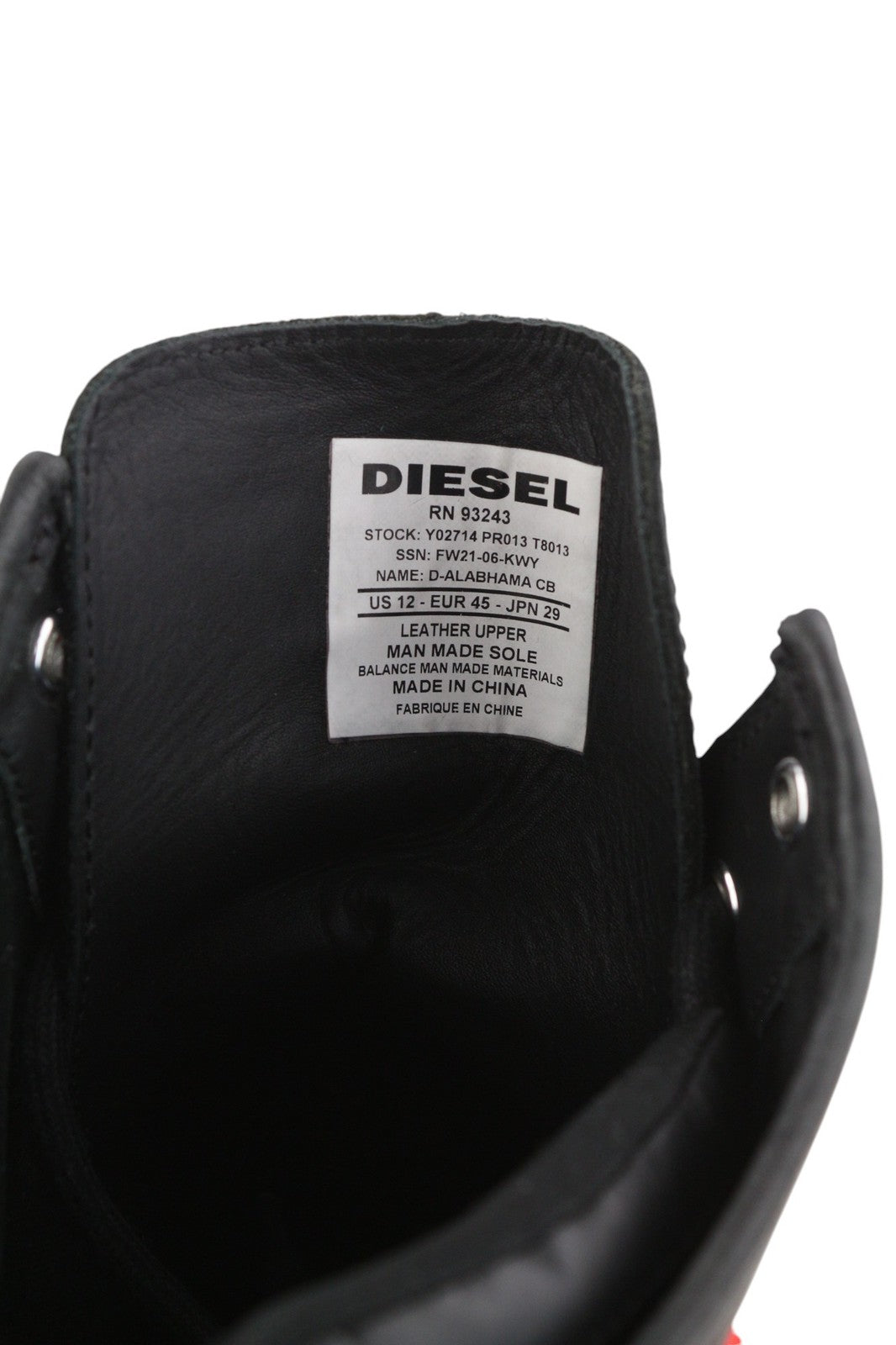 DIESEL D-Alabhama CB Mens Boots EU45 Black Leather Mid Top Laced RRP€295