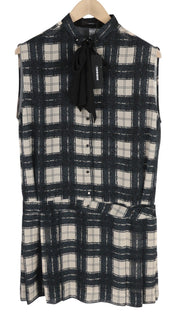 DIESEL D-Nedora Women Dress L Black Sleeveless Patterned Snap Buttons Logo Mini