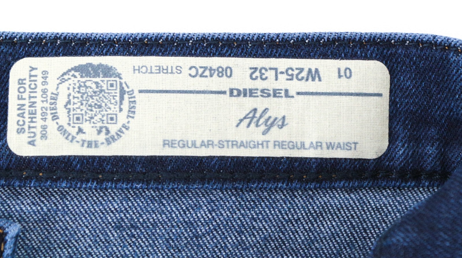 DIESEL Alys 084ZC Women's W25 L32 Stretch Jeans Blue Denim Straight Fit