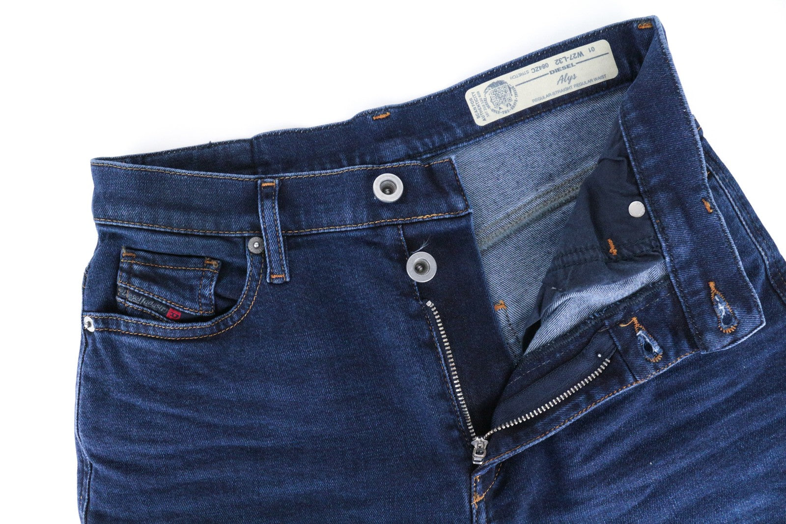 DIESEL Alys 084ZC Women's W27 L32 Blue Jeans Straight Fit Cotton Stretch