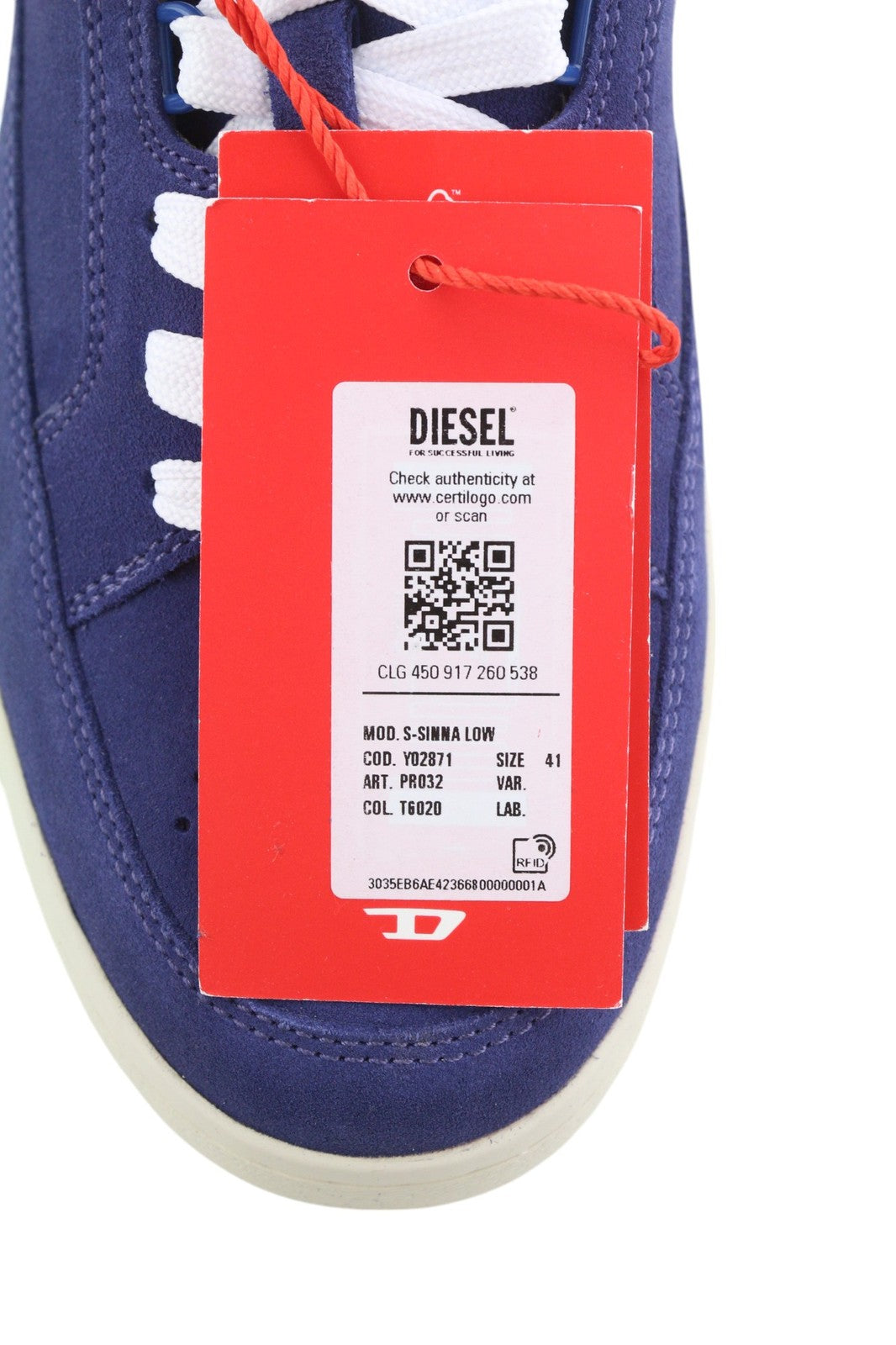 DIESEL S-Sinna žemapadžiai vyriški sportbačiai, mėlyni, karvės odos, 160 USD, RRP