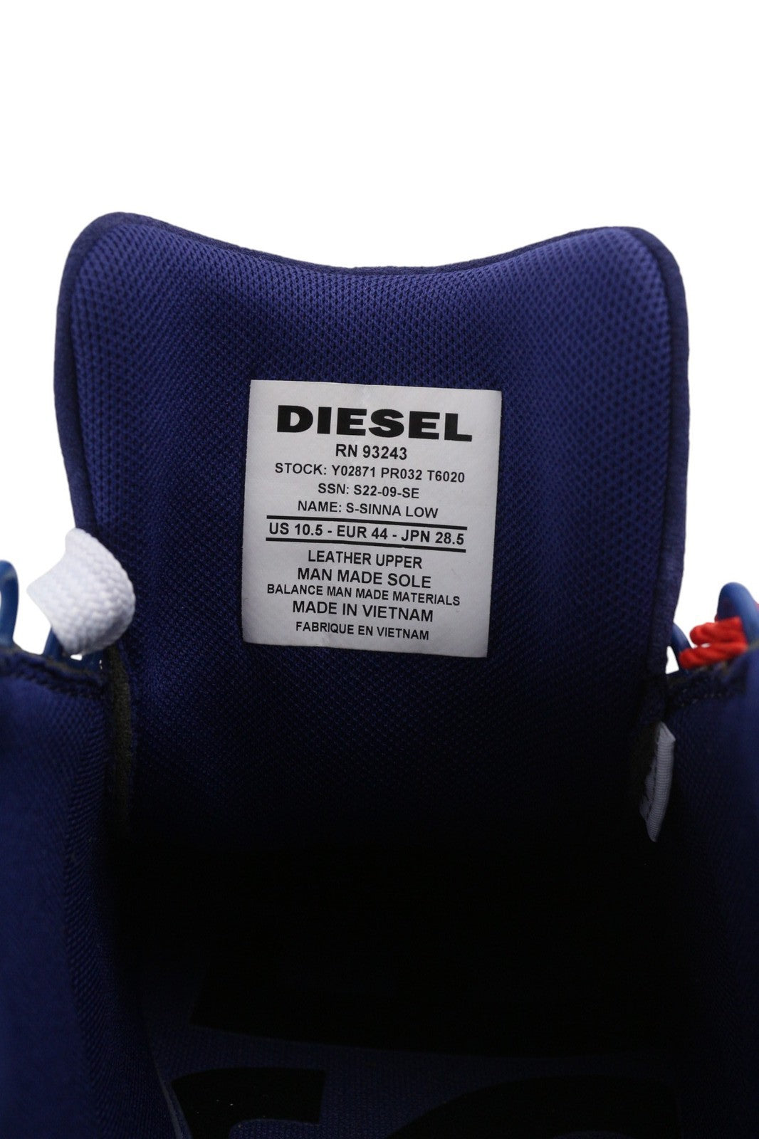 DIESEL S-Sinna Low Mens Sneakers EU44 Blue Cow Leather Low Top RRP€160 Trainers