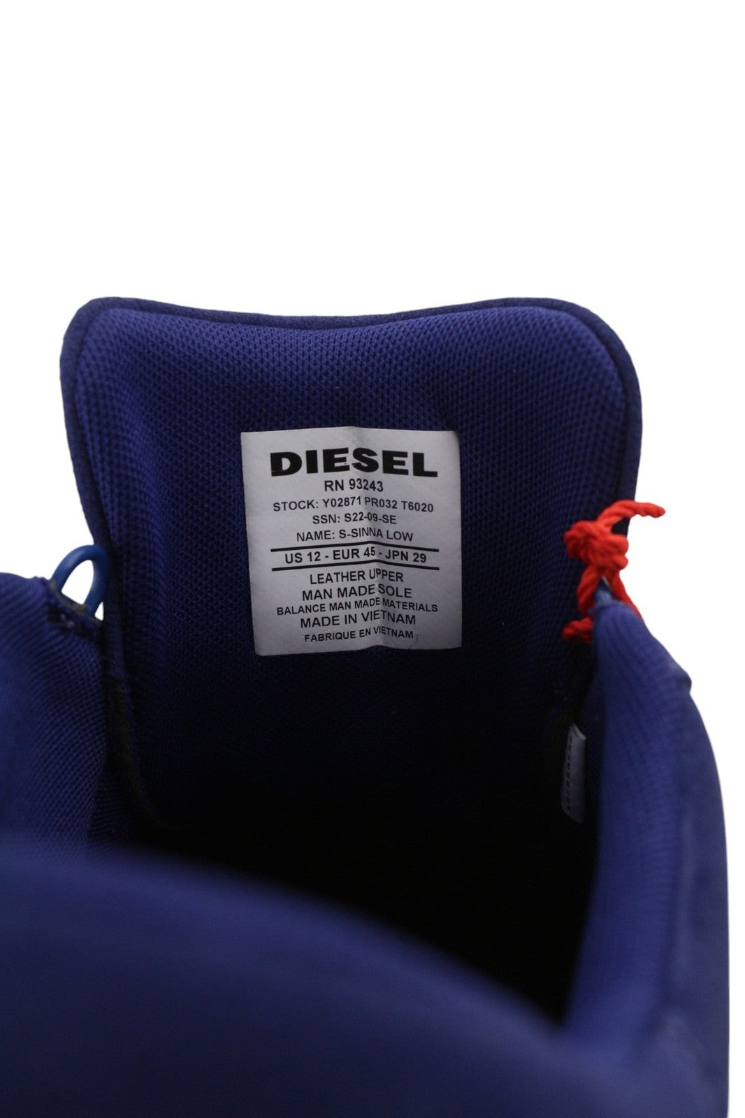 DIESEL S-Sinna Low Mens Sneakers EU45 Mid Blue Cow Leather Low RRP€160 Trainers