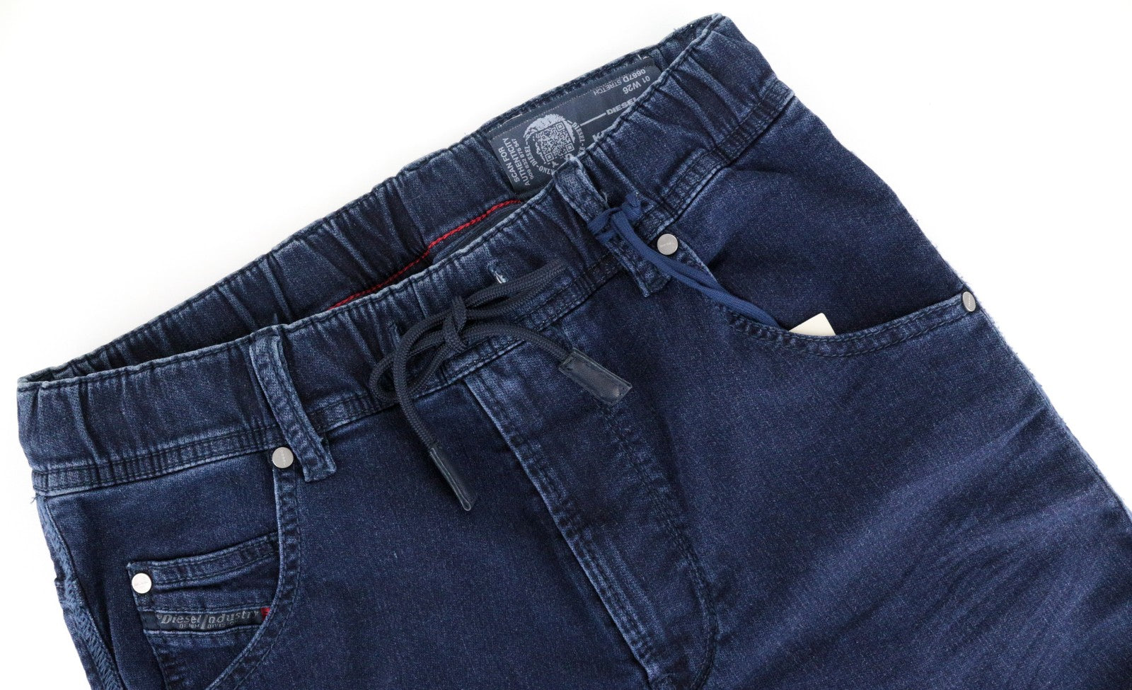 DIESEL Krooley-NE 0687D Men's W26 Blue Carrot Fit Slim Sweat Washed Jog Jeans