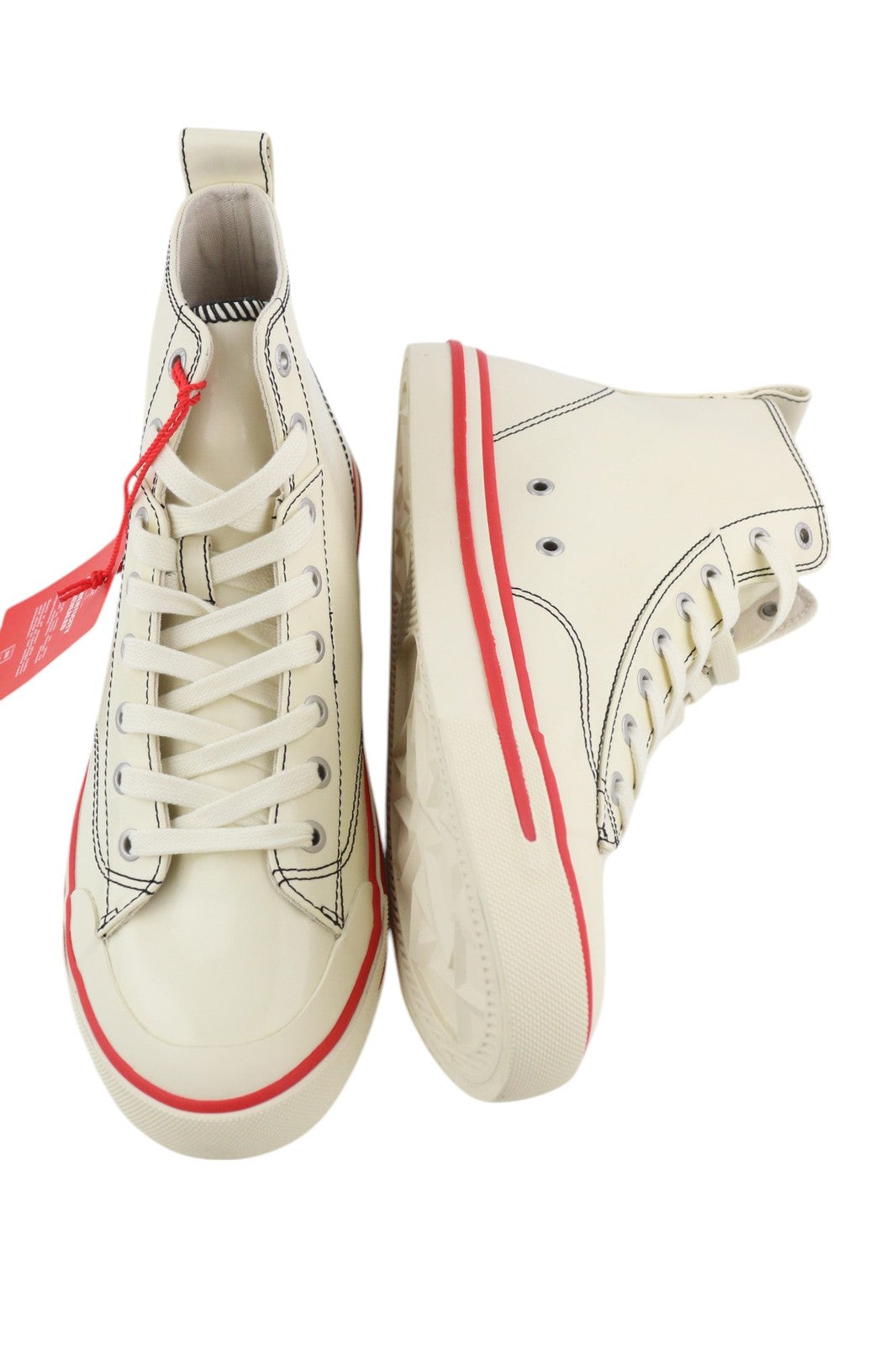 DIESEL S-Athos Mid Mens Sneakers EU43 White Coated RRP€175 Almond Toe Trainers