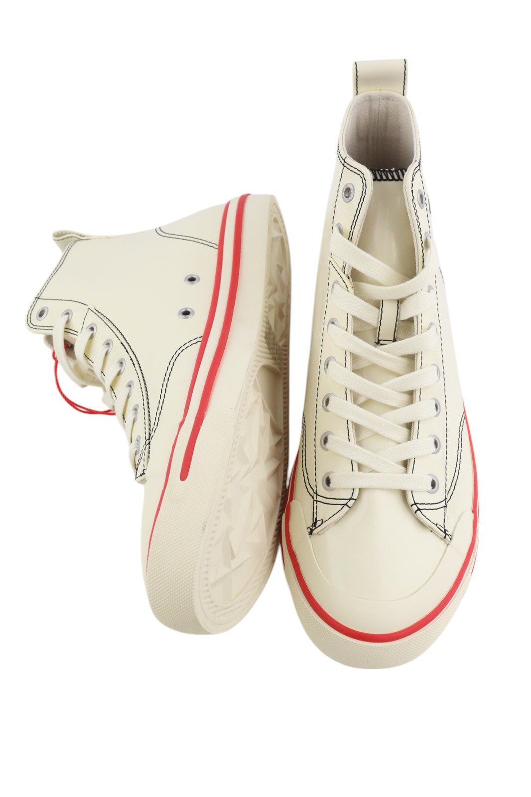 DIESEL S-Athos Mid Mens Sneakers EU43 White Coated RRP€175 Almond Toe Trainers