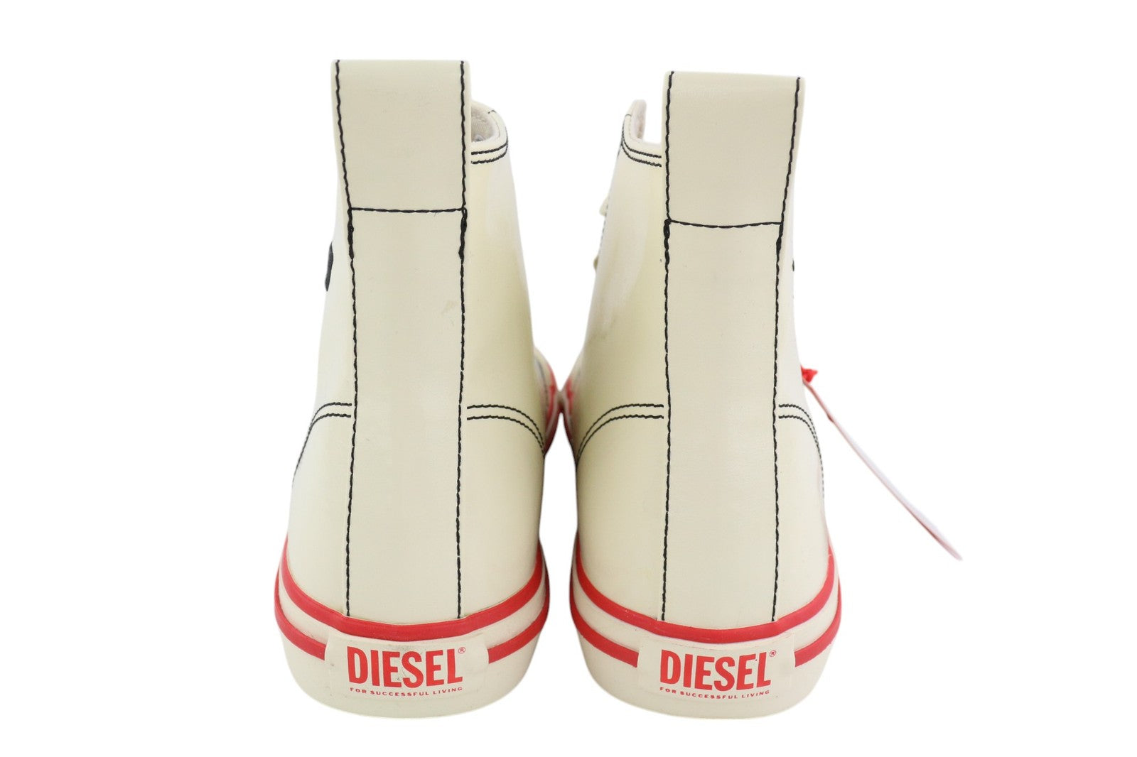 DIESEL S-Athos Mid Mens Sneakers EU43 White Coated RRP€175 Almond Toe Trainers