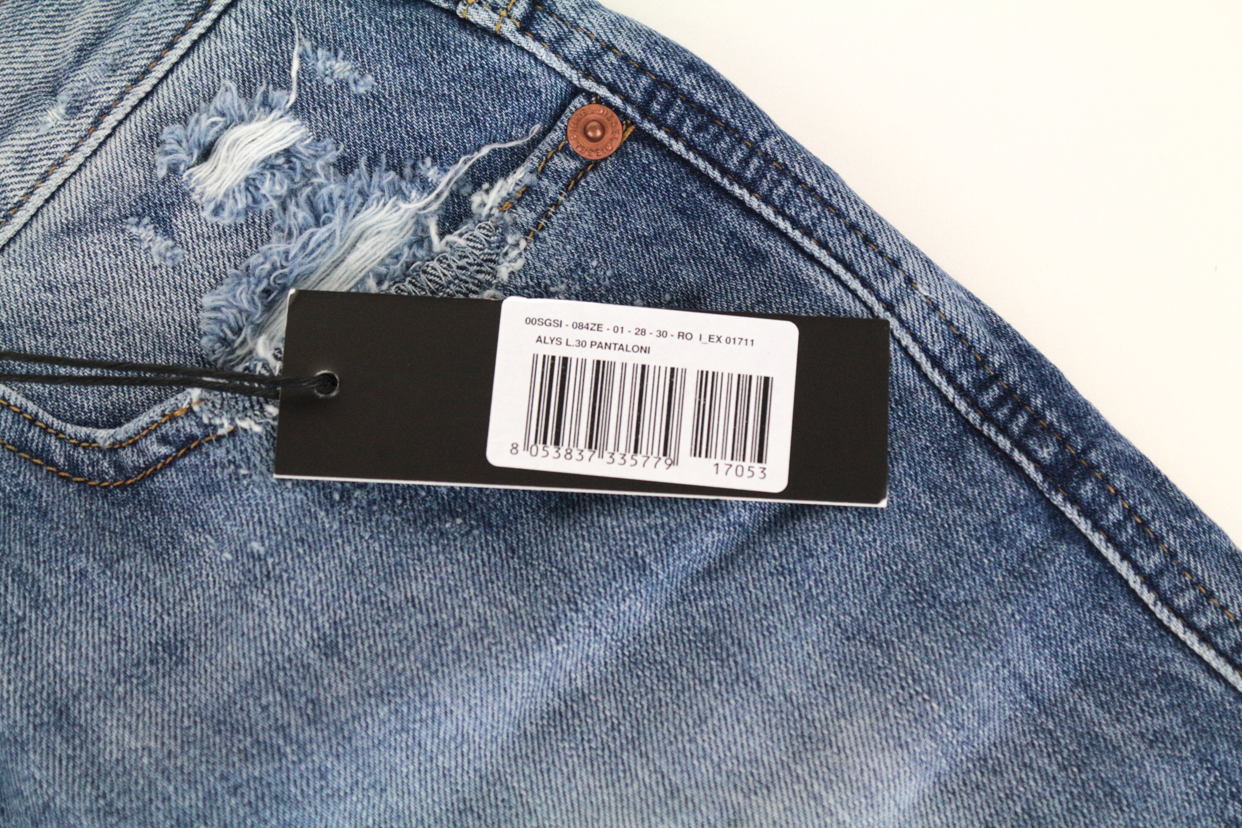 DIESEL Alys 084ZE Women's Blue Cotton Denim Straight W28/L30 Distressed Jeans