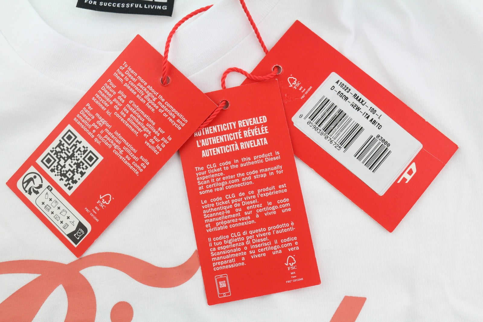 DIESEL D-Egor-New-Ita Women Dress L White Short Sleeve Tricot Casual Logo