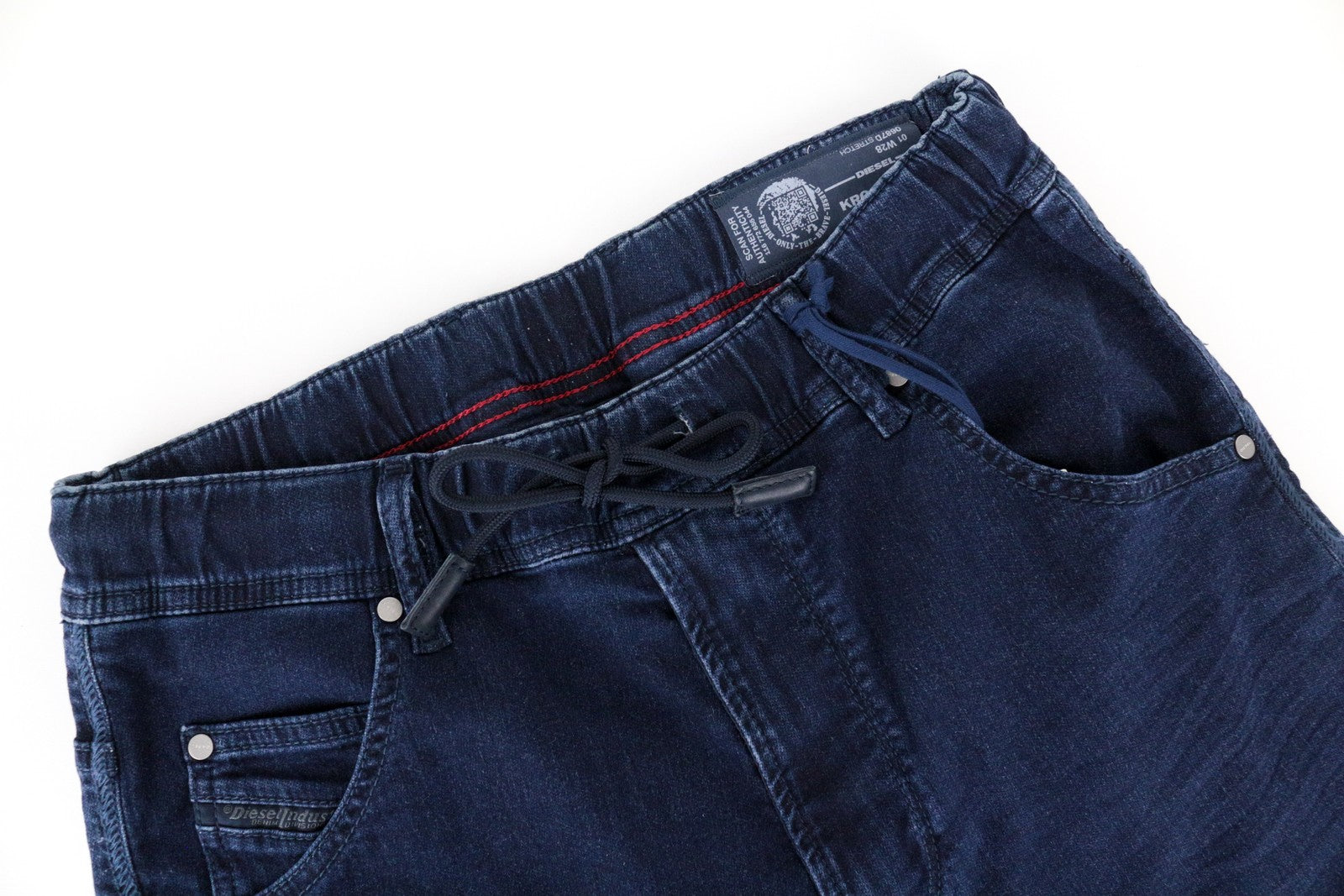 DIESEL Krooley-NE 0687D Men's W28 Slim Carrot Jog Jeans Sweat Zip Blue Fit