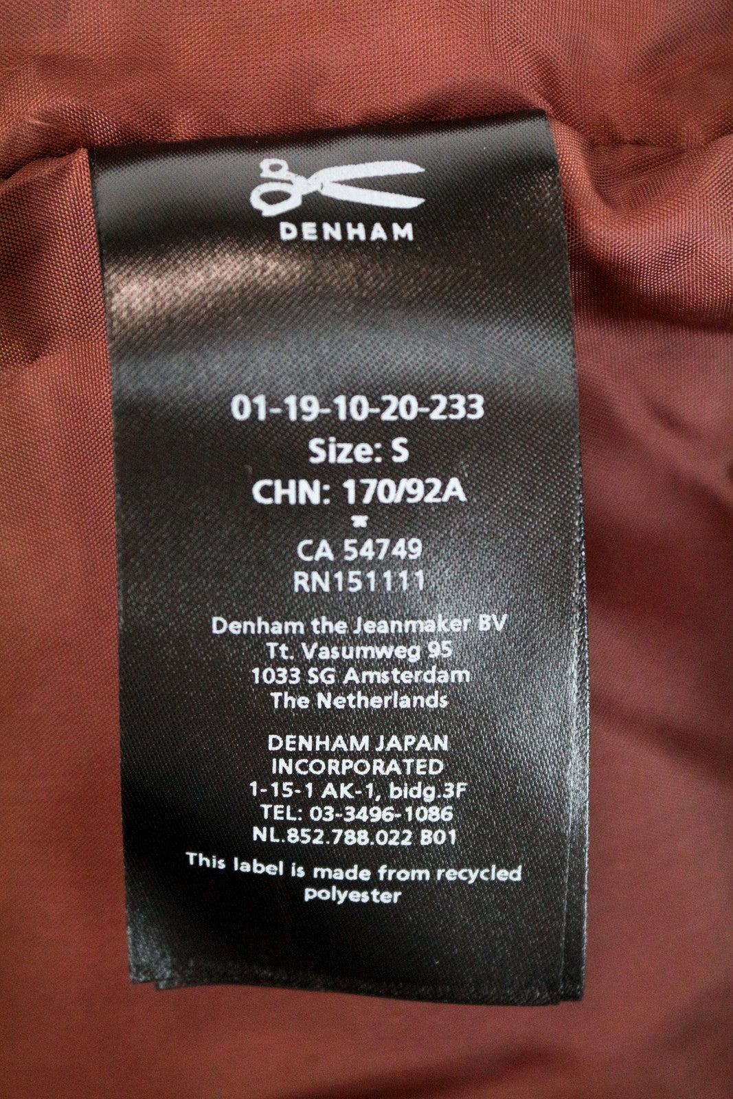 DENHAM Dream Men's Jacket S Orange Padded Lined Long Sleeve Smart Casual