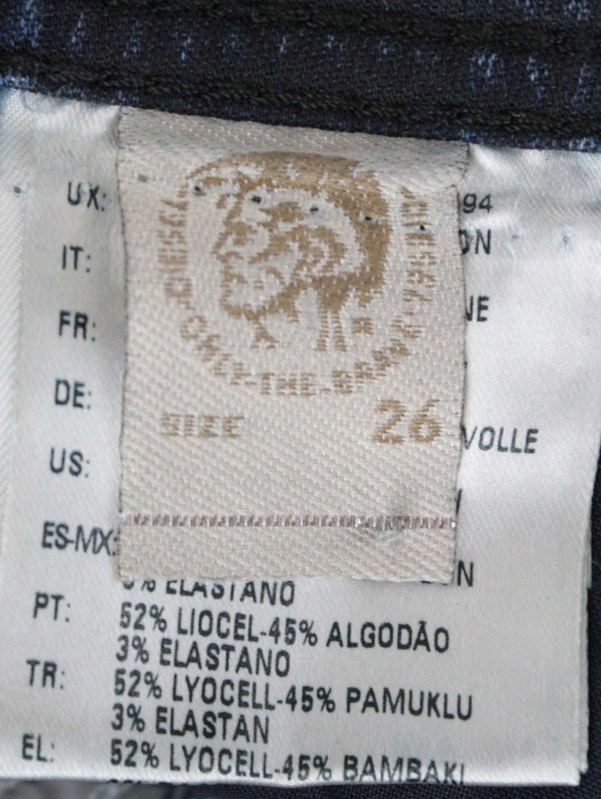 DIESEL Krooley CB-NE 0680B Men's W26 Jeans Blue Coated Slim Sweat Carrot Fit