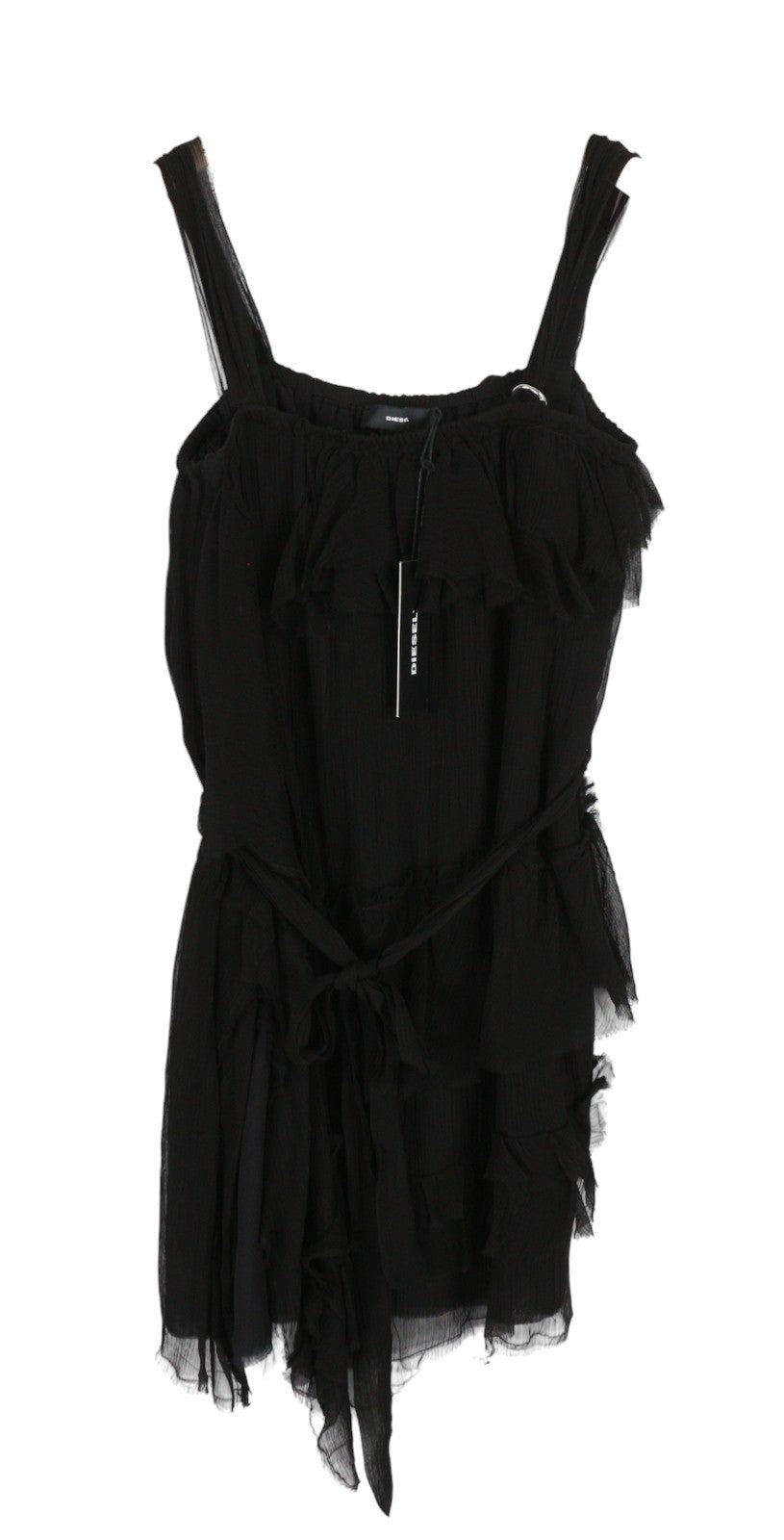 DIESEL D-Giuly Women Dress S Black Sleeveless Asymmetrical Ruched RRP€275