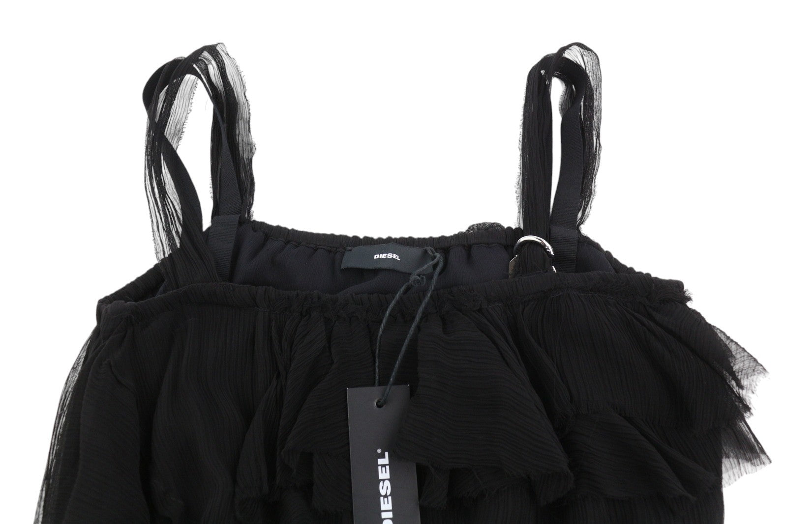 DIESEL D-Giuly Women Dress S Black Sleeveless Asymmetrical Ruched RRP€275